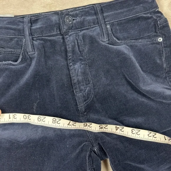 MOTHER Mid Rise Dazzler Corduroy Ankle Fray Night Sky Dark Navy Blue Pants 24 - Picture 6 of 16
